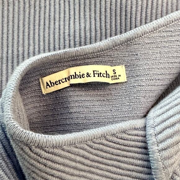 Abercrombie & Fitch Scuba Cross-Back Elevated Ribbed Knit Mini Dress Light Blue - Picture 11 of 13